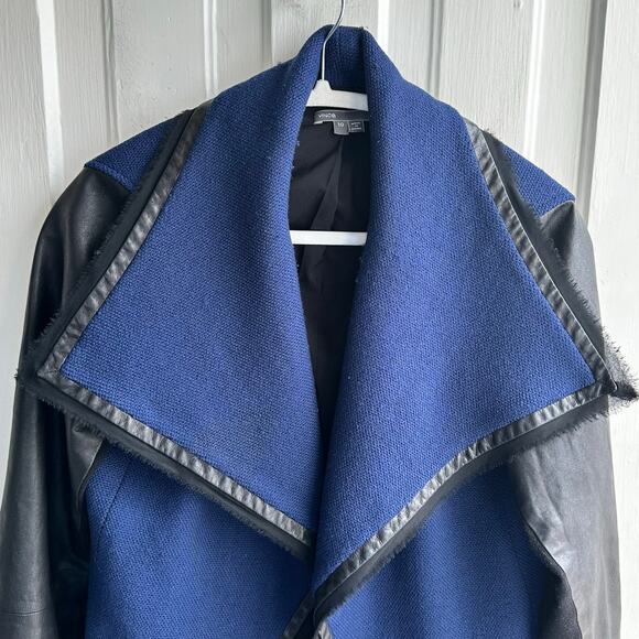 Vince Leather Sleeve Boucle Jacket - Picture 3 of 9